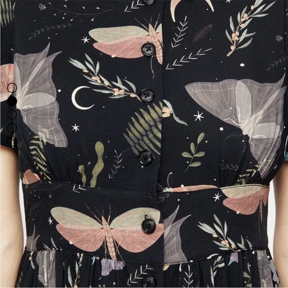 Disturbia Nightmoth Midi Shirt Dress Sz 12 - Picture 4 of 7